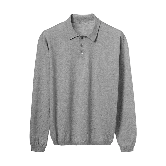 高质量的意大利棉花polo银色灰色