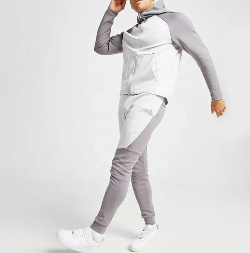 批发最新设计普通羊毛履带式定制男士合身运动服秋冬羊毛加厚运动服