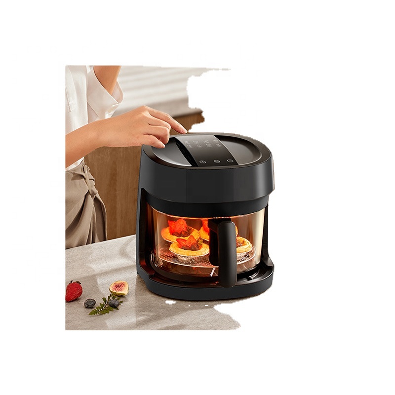 家用电器黑色智能触摸屏烤面包机1200W 4.5升带有可视化的空气油炸锅