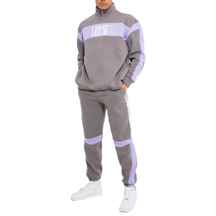 Finch Garment定制徽标印刷男士运动服2套套件四分之一拉链训练慢跑tracksuit