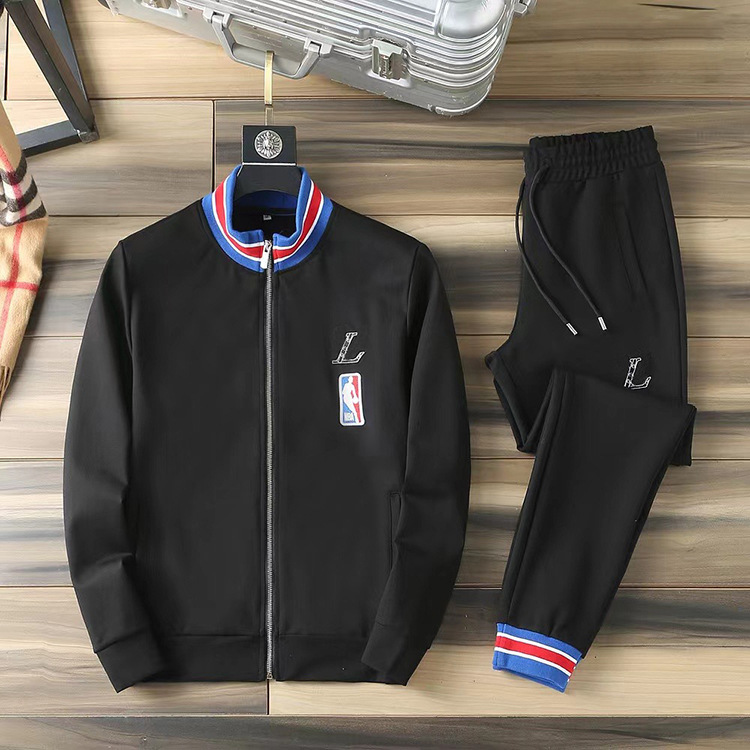 高质量的男士设计师L刺绣运动服套装棉花训练慢跑运动服