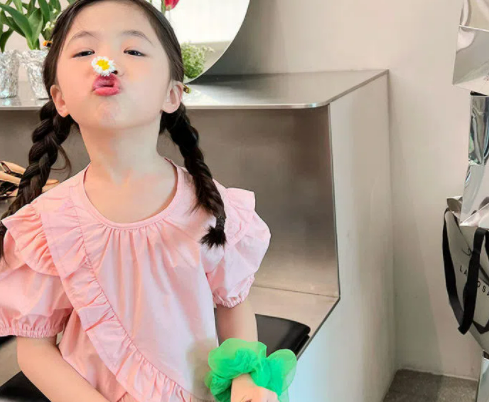 KYII女孩夏季儿童韩国圆颈衬衫多功能短袖top top kyii0037