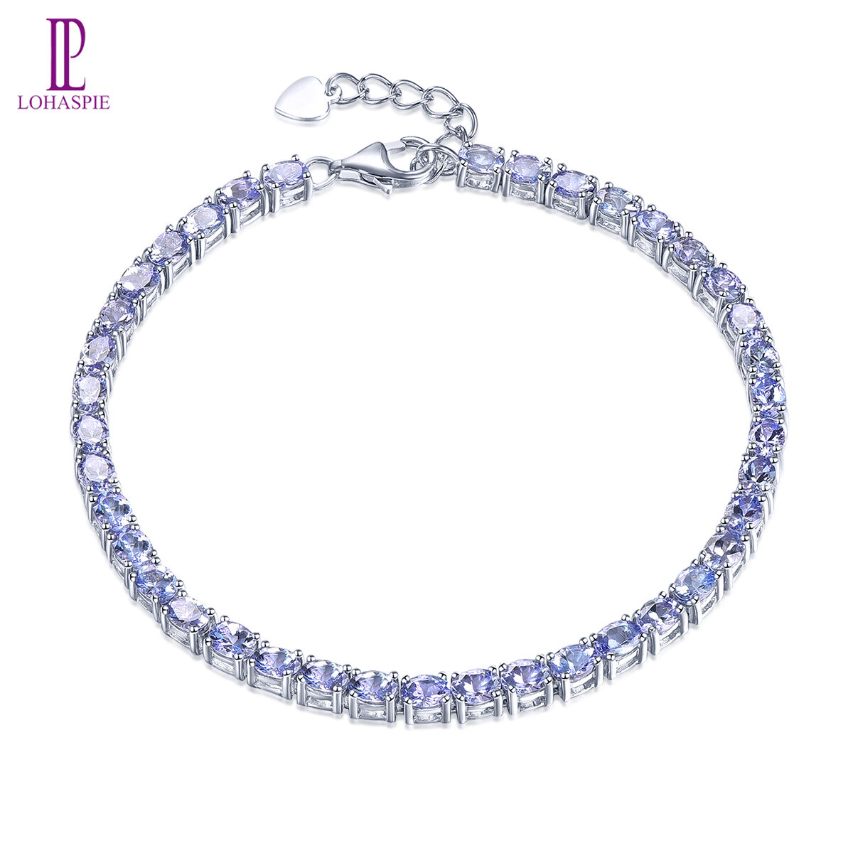 天然坦桑石925纯银手镯优雅的女性母亲节，带红色石榴石和spessartite石榴石