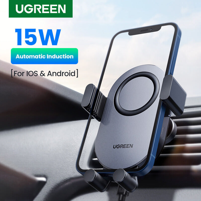 UGREEN 2 in-1 15W无线汽车充电器，iPhone的汽车钟表架14 13 Pro Max iPhone 14 Plus iPhone 12 11 Pro Max Samsung Galaxy S22 Ultra Android手机
