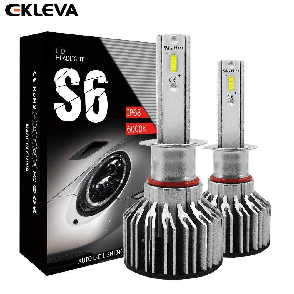 Ekleva H1 LED大灯灯泡多合一转换套件，2pcs S6系列高级CSP芯片60W 7600LM 6000K极其明亮的冷却白色