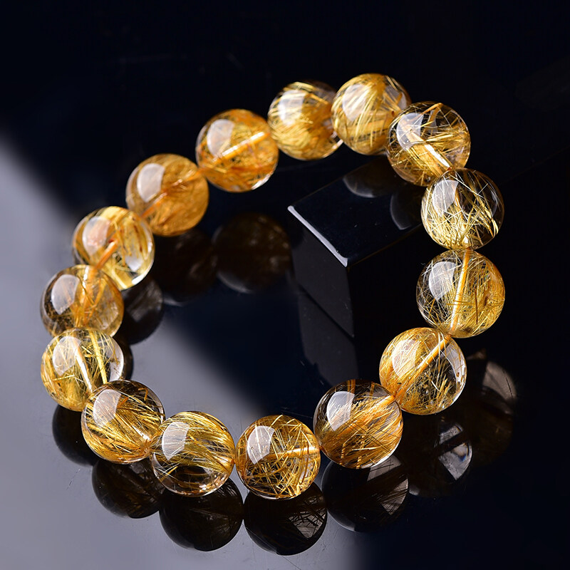 Natural Brazilian Titanium Crystal Beads Bracelet Yellow Crystal Beads Quartz Quartz Healing Collection
