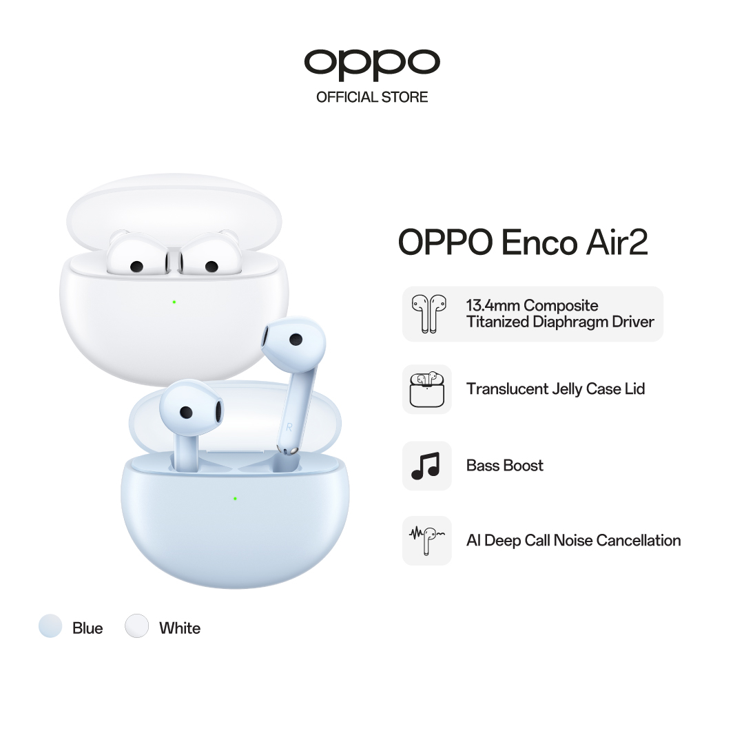 Oppo Enco Air 2耳芽 / 13.44毫米清除声音驱动器 / 24小时电池寿命 /蓝牙5.2连接