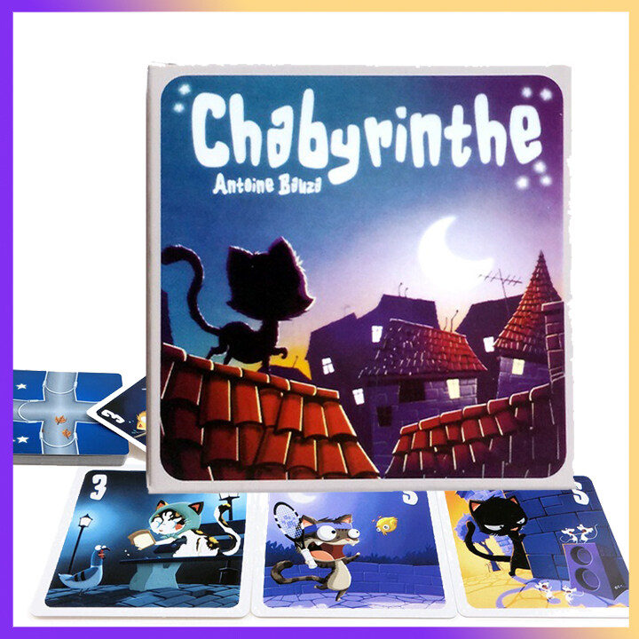 chabyrinthe拼图策略棋盘游戏|帮助流浪猫找到家| 1-4球员|可爱的小猫卡|家庭和夫妻的家族游戏|男孩和女孩礼物