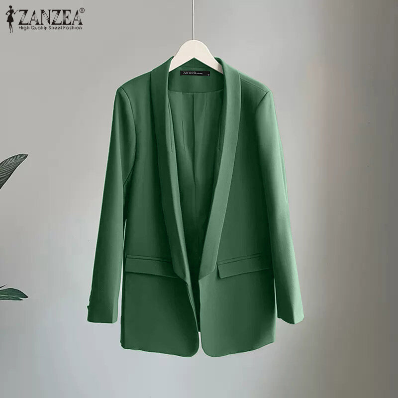 Zanzea妇女正式办公室OL Lapel项圈全套适合业务休闲Solid Blzaer＃3