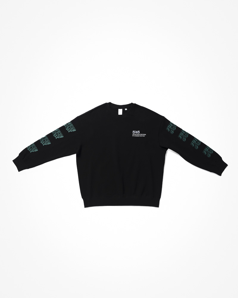 Yishion Men长袖运动衫，带有“ 545”徽标刺绣和袖子印花（黑色）