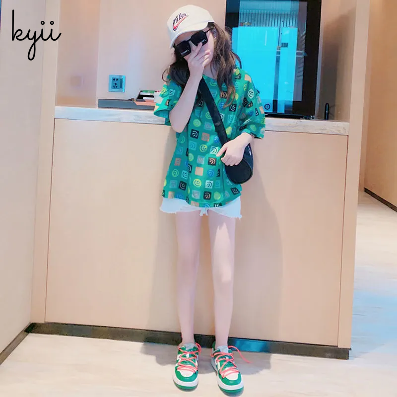 KYII女孩夏季儿童衬衫多功能短袖top ky22137