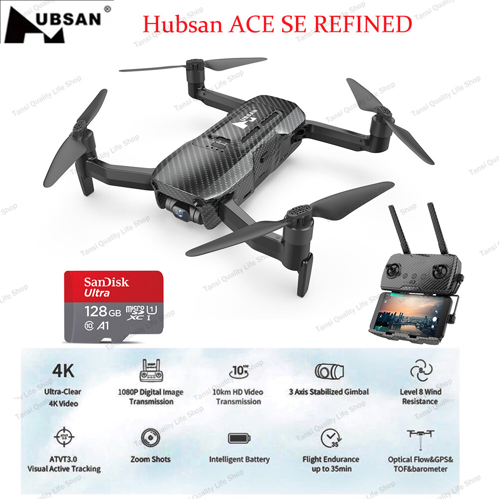 2023新的Hubsan Ace SE精制专业无人机9km图像传输4K 30框高清视频最多40分钟飞行3X数字变焦HT018F 600G 600G RC RC Quadcopter