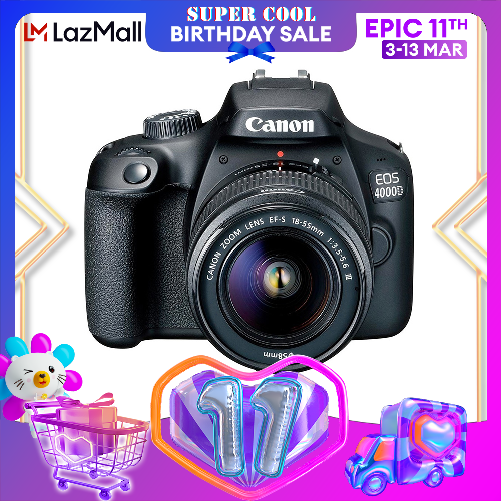 佳能EOS 4000D数码相机，带EF-S 18-55 DC III镜头套件套件