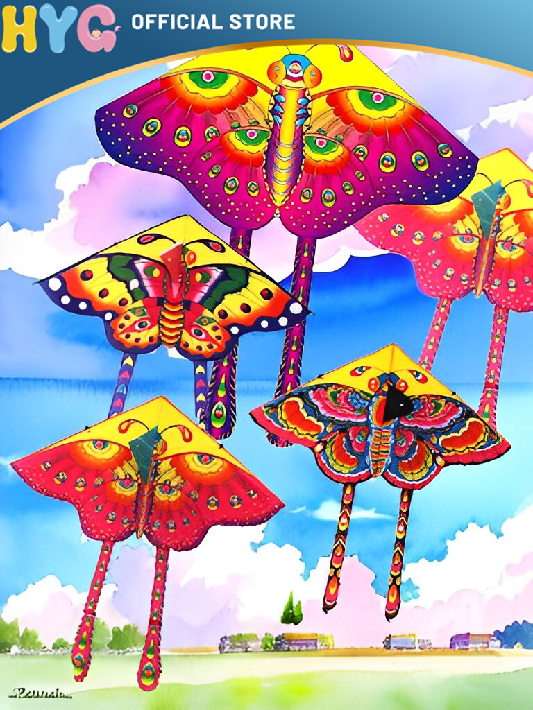 HYG风筝玩具90厘米蝴蝶风筝 + 50m风筝线三角风筝卡通卡通蝴蝶礼物儿童户外游戏