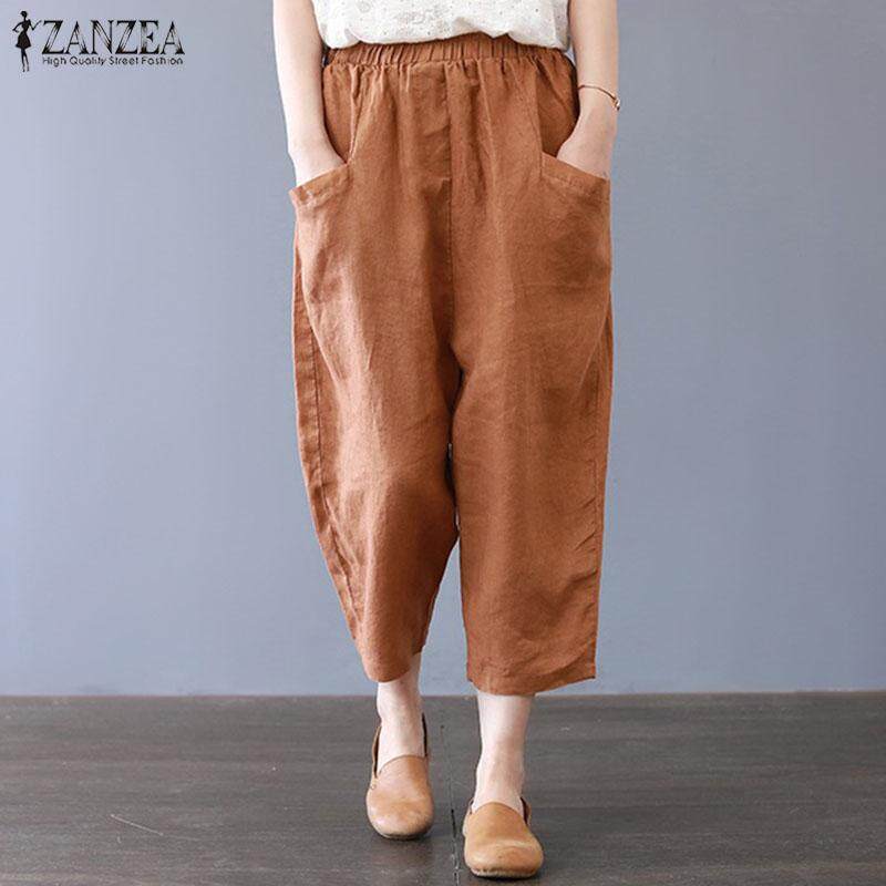 S-5XL Zanzea妇女休闲后宫裤子棉花种族宽松长裤和尺寸