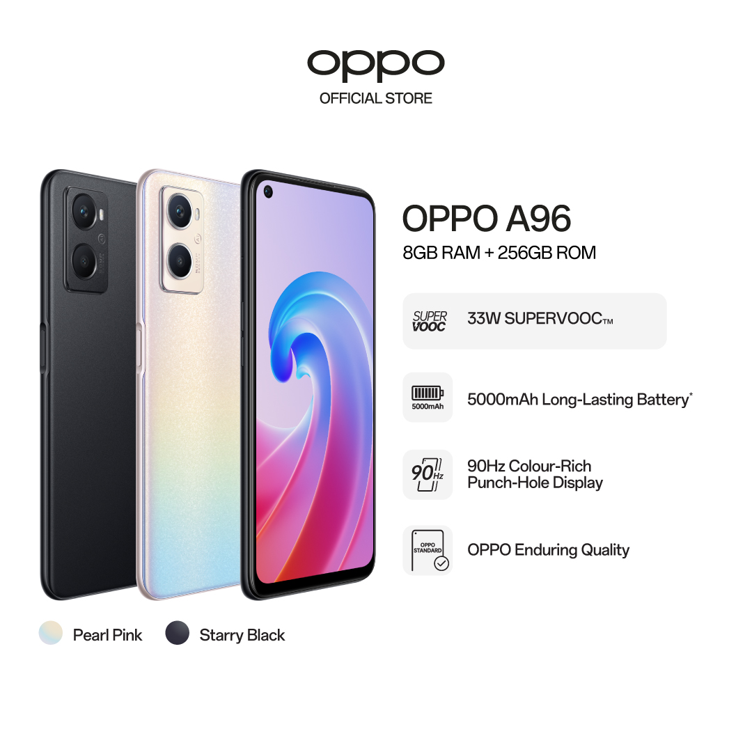 Oppo A96智能手机 / 90Hz显示 / 33W闪光电荷 / 5000mAh电池 / 8+256GB