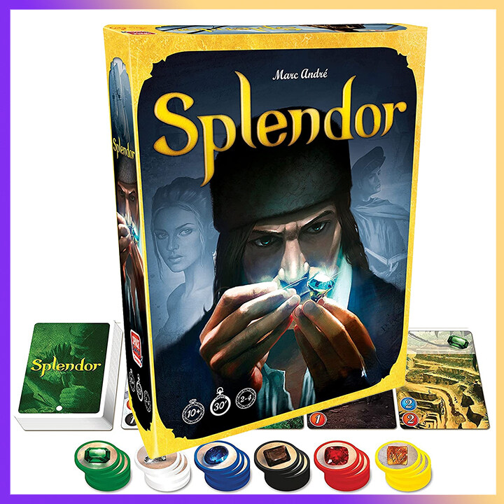 Splendor策略棋盘游戏| 2-4球员|成人和10岁以上儿童的受欢迎的家庭棋盘游戏|有趣的宝石商人派对游戏|平均游戏时间30分钟