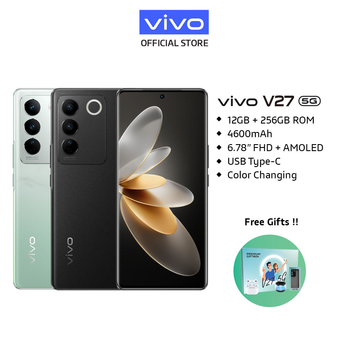Vivo V27 5G [12GB RAM+256GB ROM] Aura肖像图片完美之夜