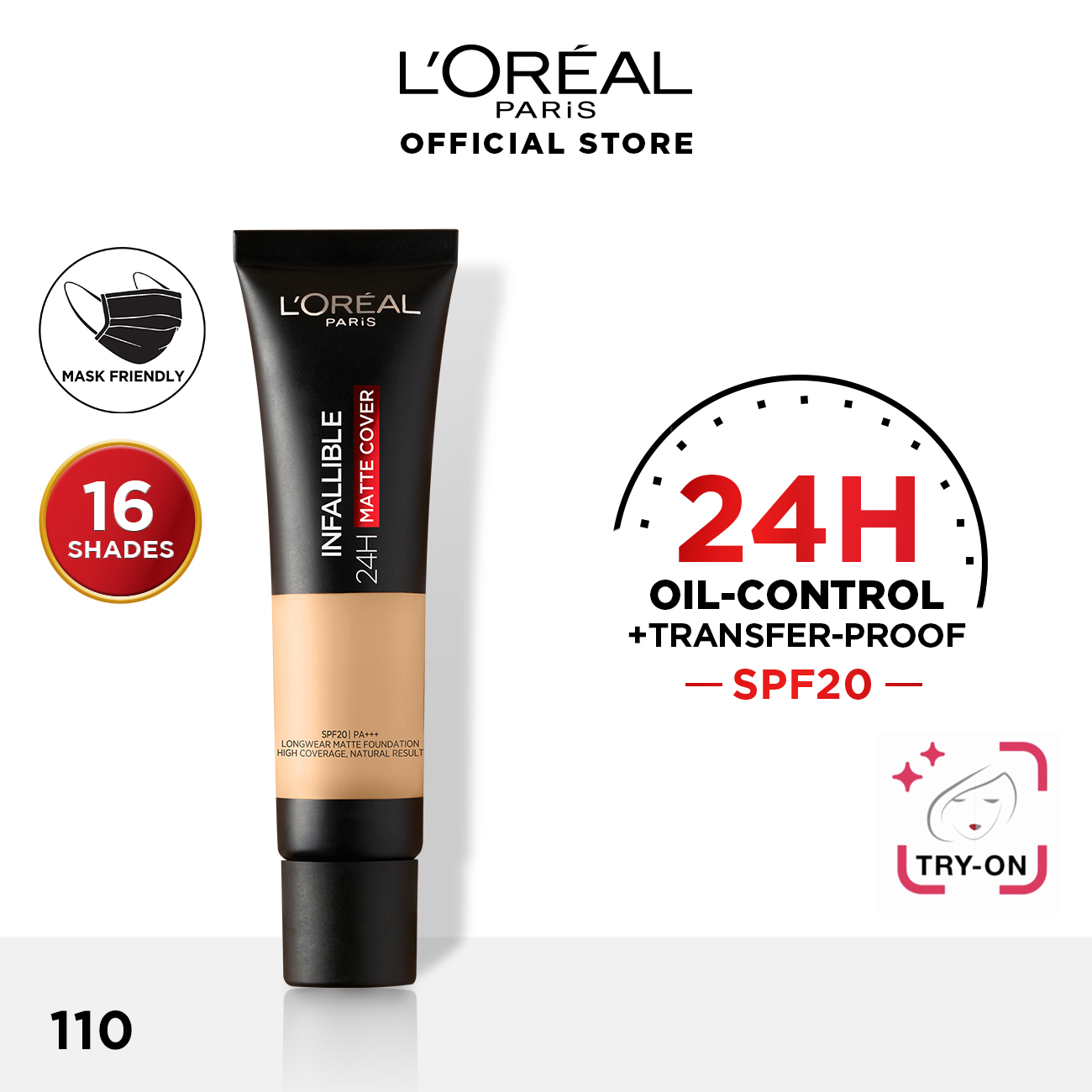 L'Oreal Paris可符合的24H磨砂液液粉底35毫升（Transferproof/long Wearter）