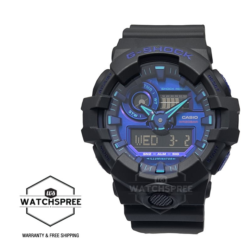 [watchspree] casio g-shock特殊颜色型号GA-700阵容黑色树脂乐队手表GA700VB-1A GA-700VB-1A
