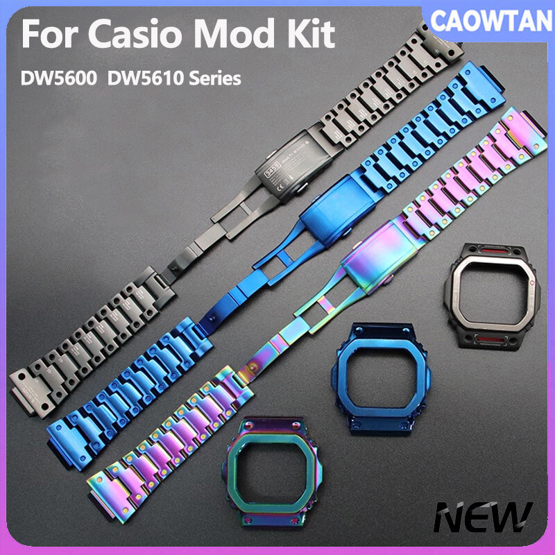 对于Casioak G-Shock DW5600 DW5610 GWM5610 MOD KIT金属圈框架框架框架带不锈钢表带用工具替换