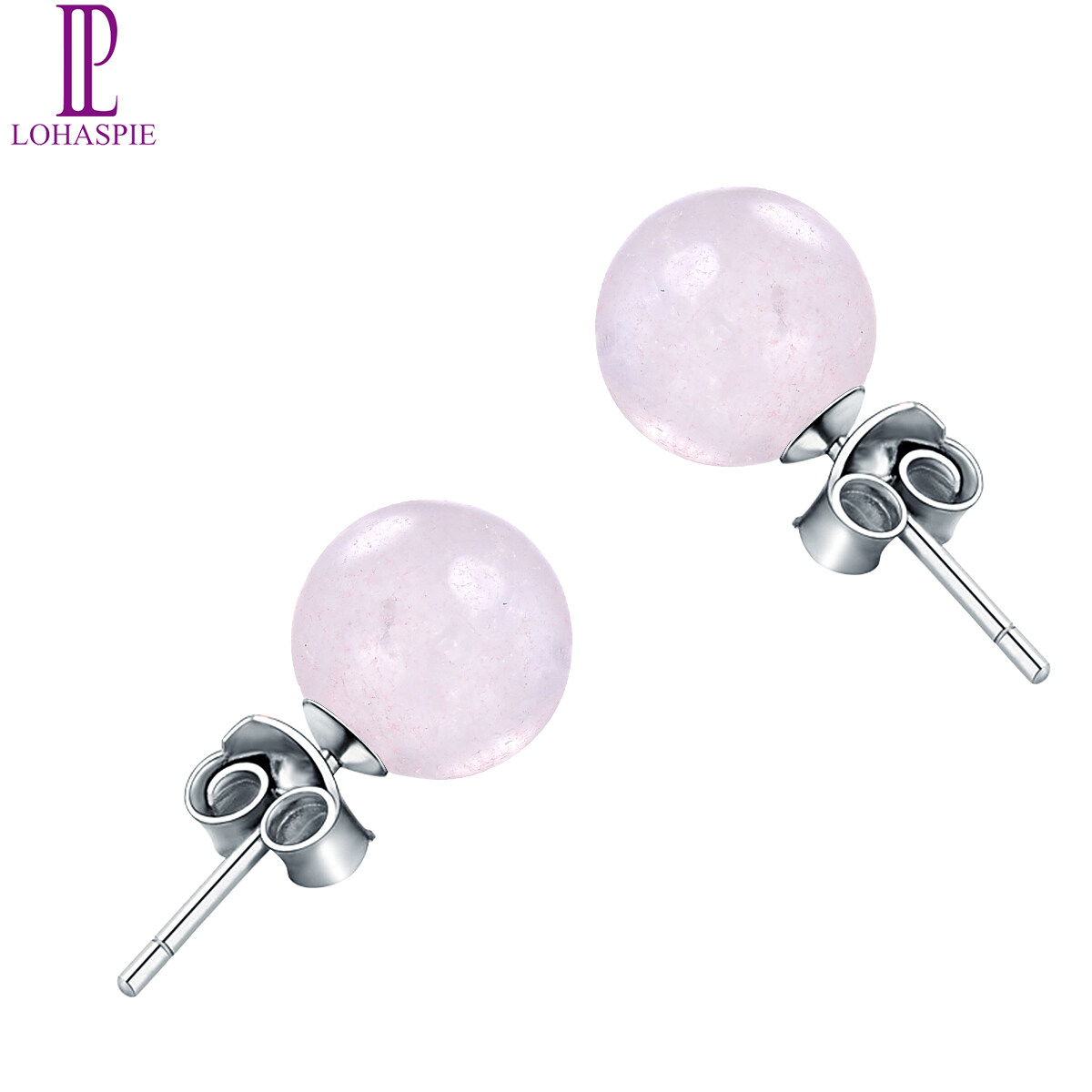 Rose quartz stud earrings solid 925 pounds gemstone