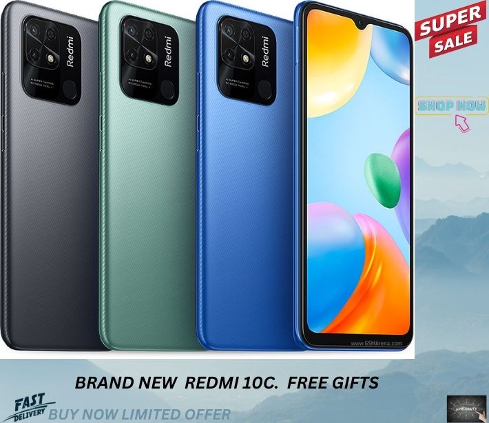REDMI 10C ||保修|| 4GBRAM 128GB存储|| 6.71inches屏幕|| 50MP摄像机||特别优惠||免费礼物||折扣