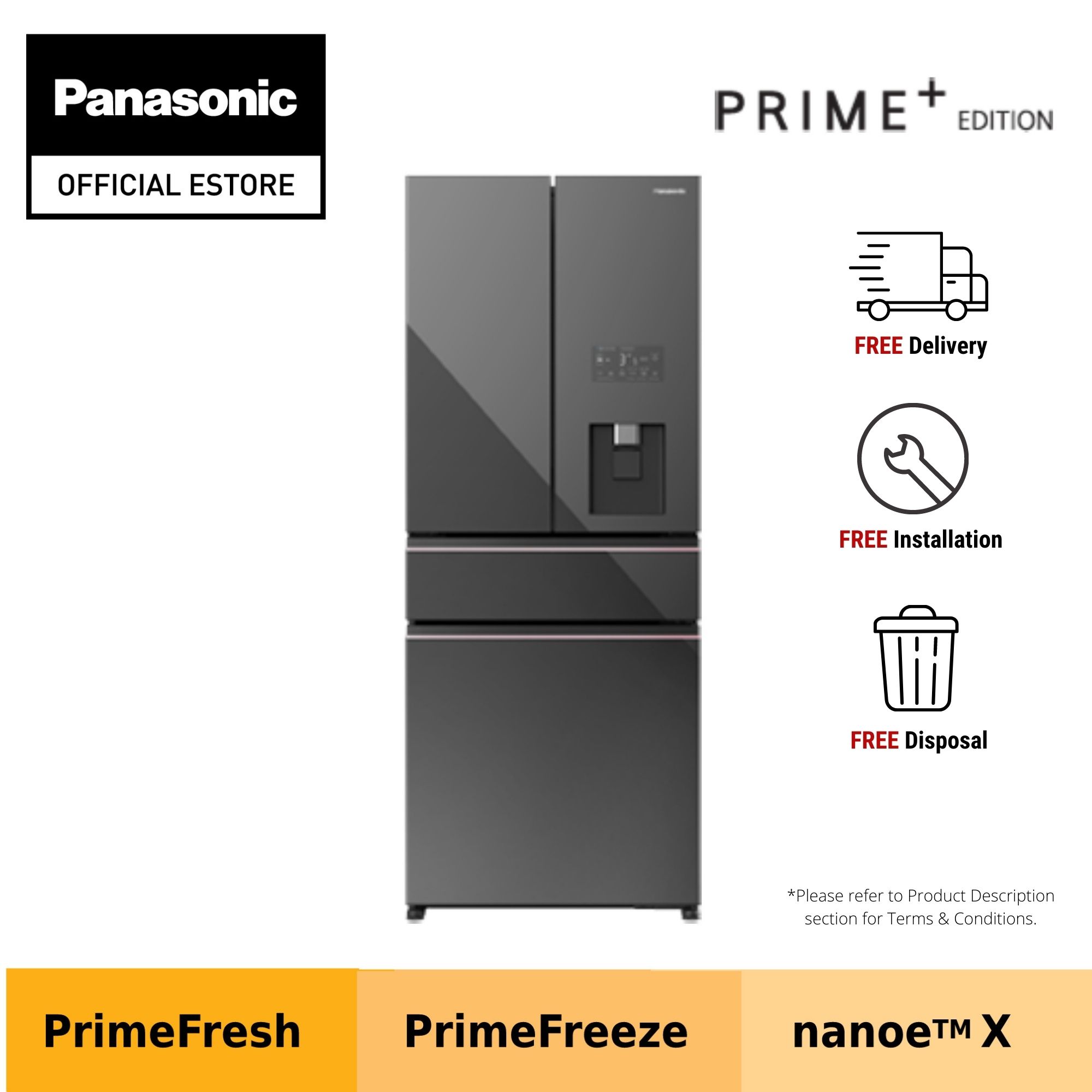 Panasonic Prime+ Edition 4D冰箱，带有PrimeFresh＆PrimeFreeze NR-YW590YMMS（537L）