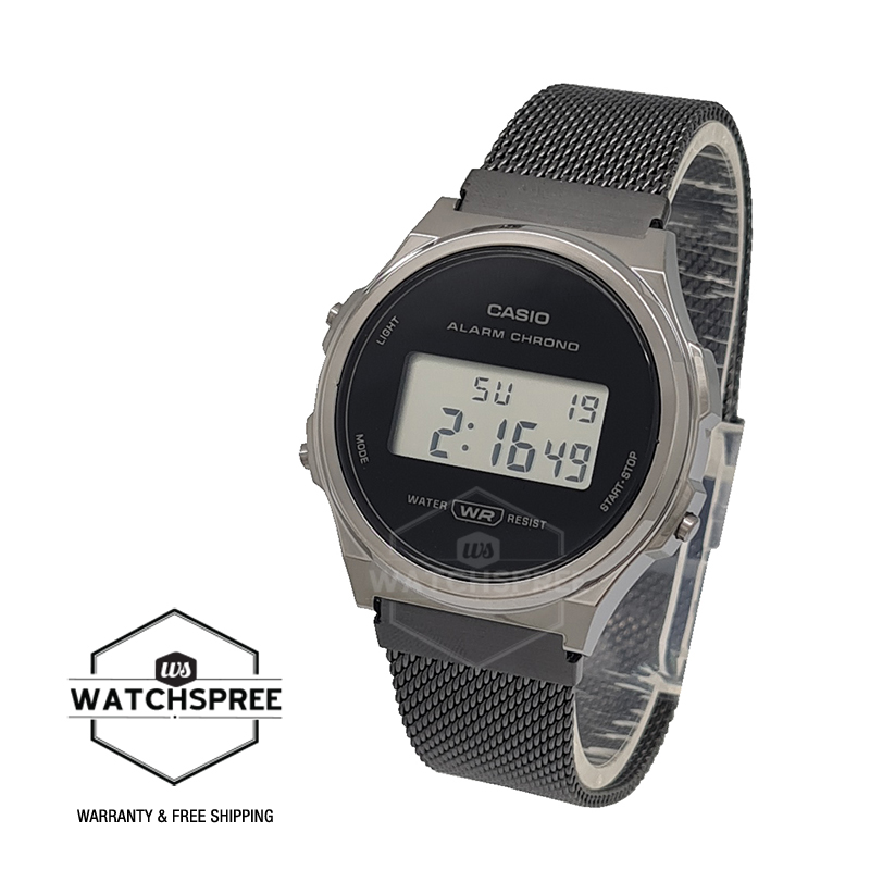 [WatchSpree] Casio Vintage Style Digital Black Ion镀板不锈钢带手表A171WEMB-1A