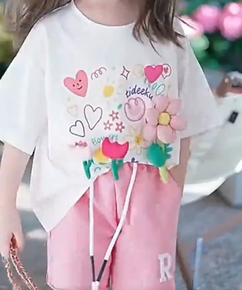 KYII女孩西装儿童可爱的夏天两个套装Ky22143