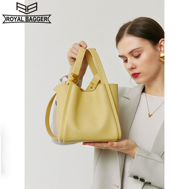 皇家装袋机新手提袋的女性真正的牛皮皮革休闲大容量女孩肩部crossbody袋时尚优雅女士手提包