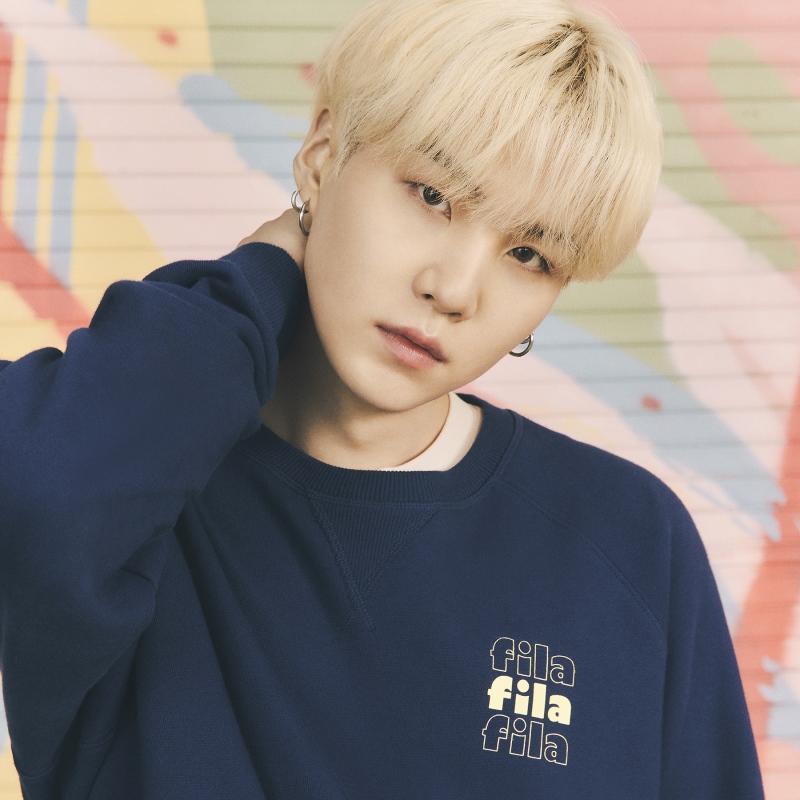 Fila X BTS炸药迪斯科徽标毛衣海军