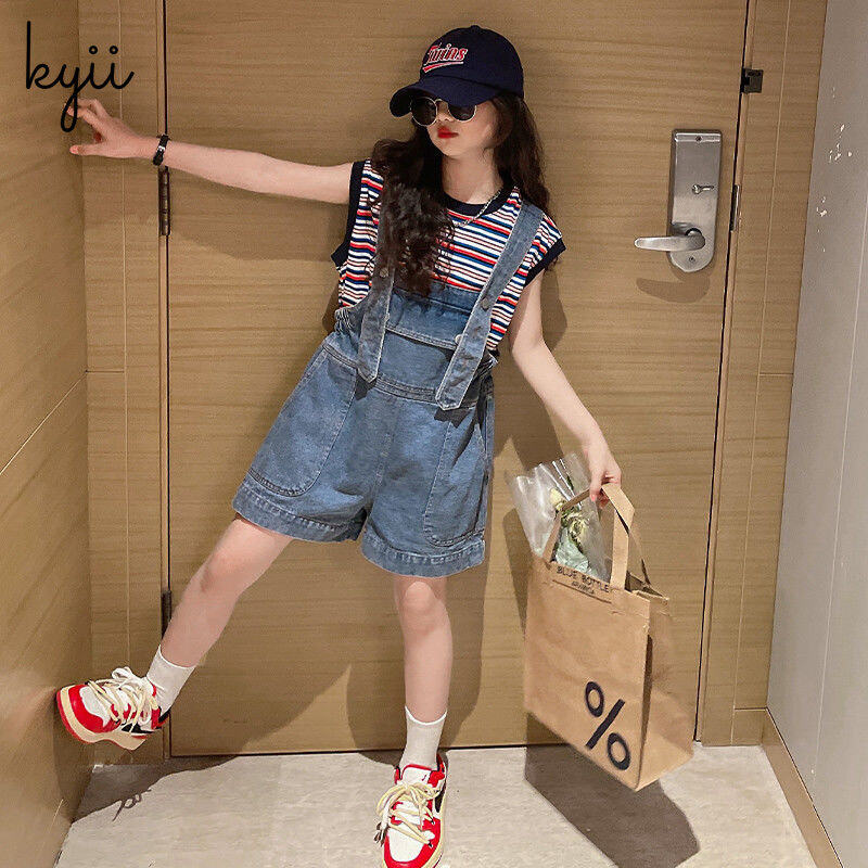 Kyii女孩设置两件套无袖圆颈部顶级孩子Set Kyii0185