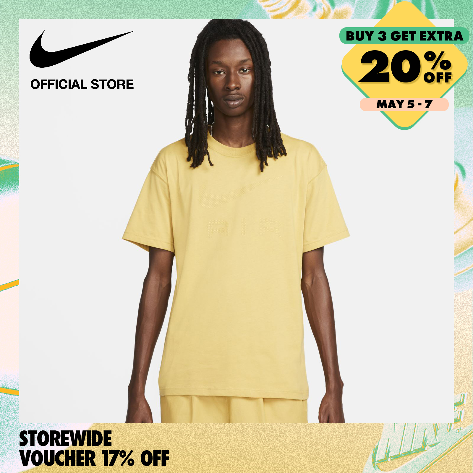 耐克男士运动服M90气T恤 - 小麦金