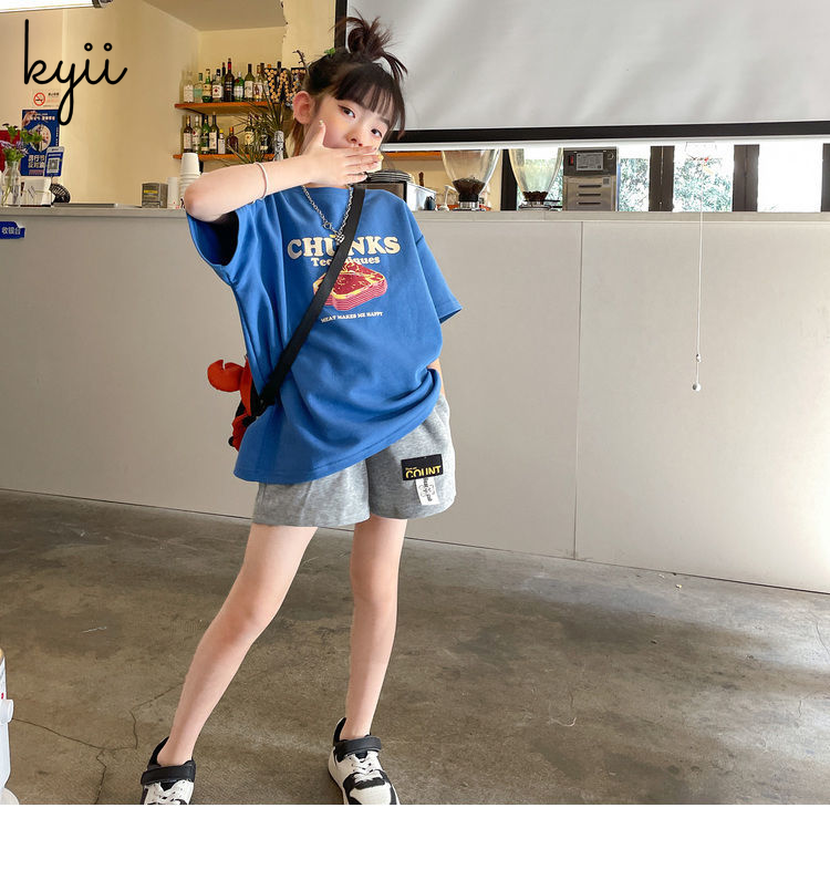 Kyii女孩短袖夏季儿童棉花韩国顶级ky22105