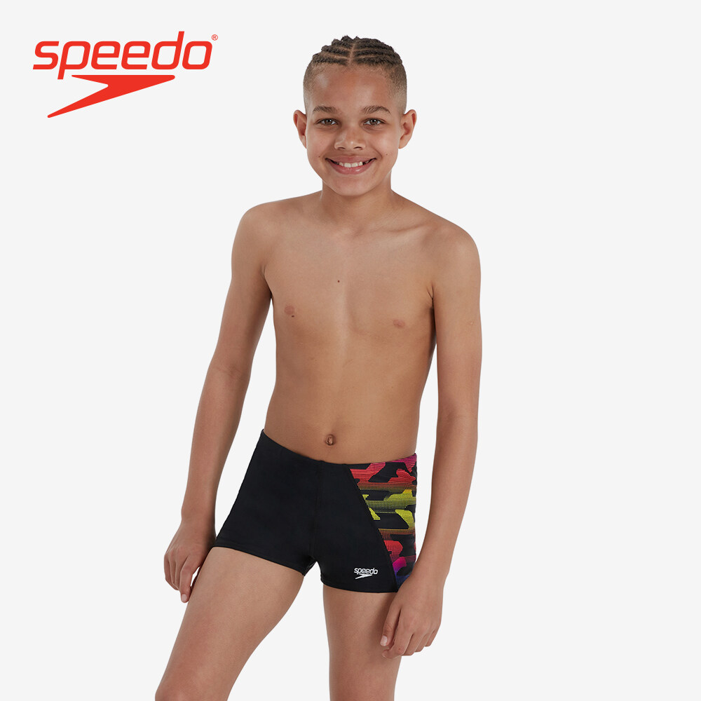 Speedo Junior男性的生活方式泳装数字面板Aquashort -Black -8-11732G741