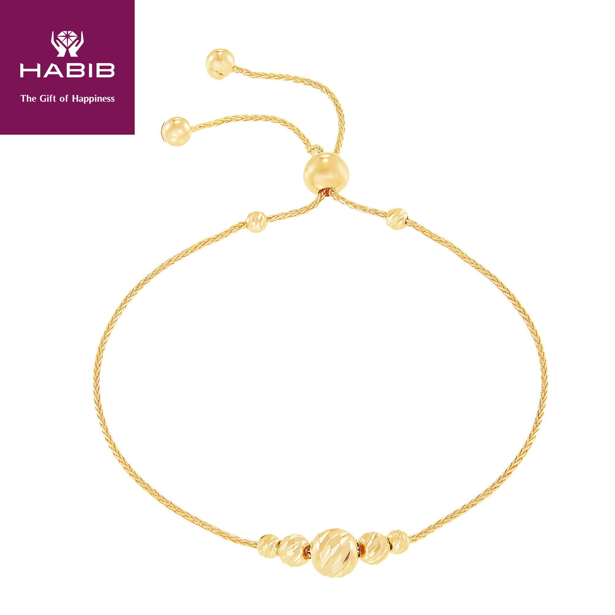 Habib Yellow Beads Bolo手链，925银