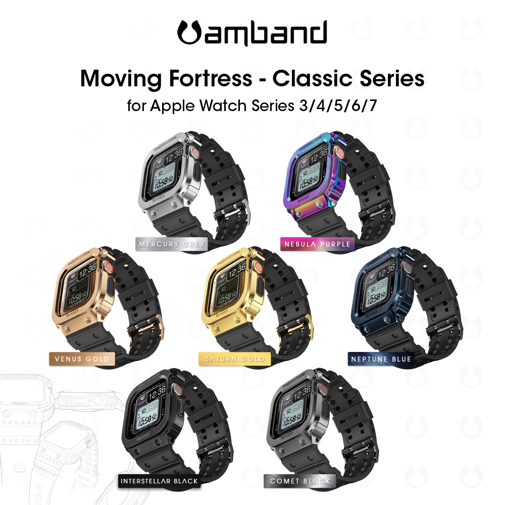 Amband Mover Fortress经典钢铁银带Apple Watch系列3/4/5/6/7