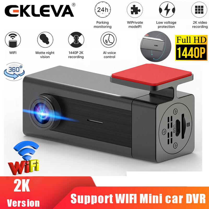Ekleva新WiFi Dashcam 2K 360°旋转全高清汽车DVR驾驶监控视频录音机隐藏雷达检测器运动检测夜视隐藏破折号cam