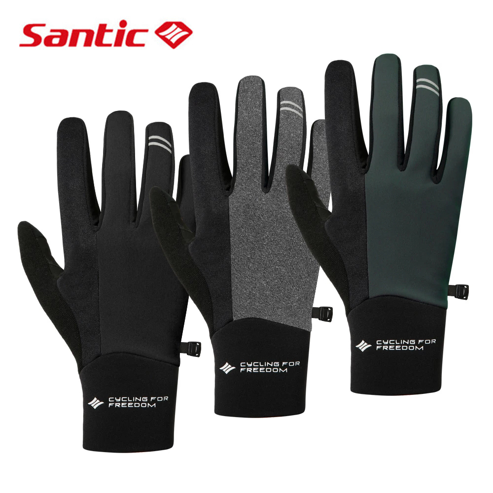 Santic Cycling Gloves Winter Men妇女用触摸功能全手指热自行车自行车手套