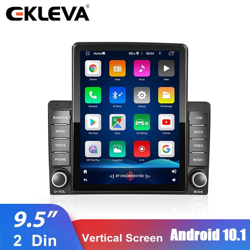 Ekleva 2 DIN 9.5英寸汽车无线电播放器Android 10.1 RAM+ROM 1GB+16GB垂直屏幕IPS IPS高清屏幕四核蓝牙免费9580A