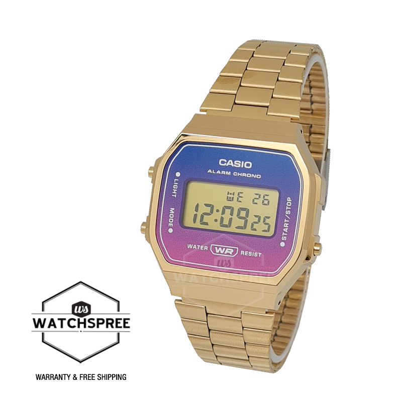 [WatchSpree] Casio Vintage Style Digital Digital Gold Ion镀板不锈钢乐队手表A168WERG-2A