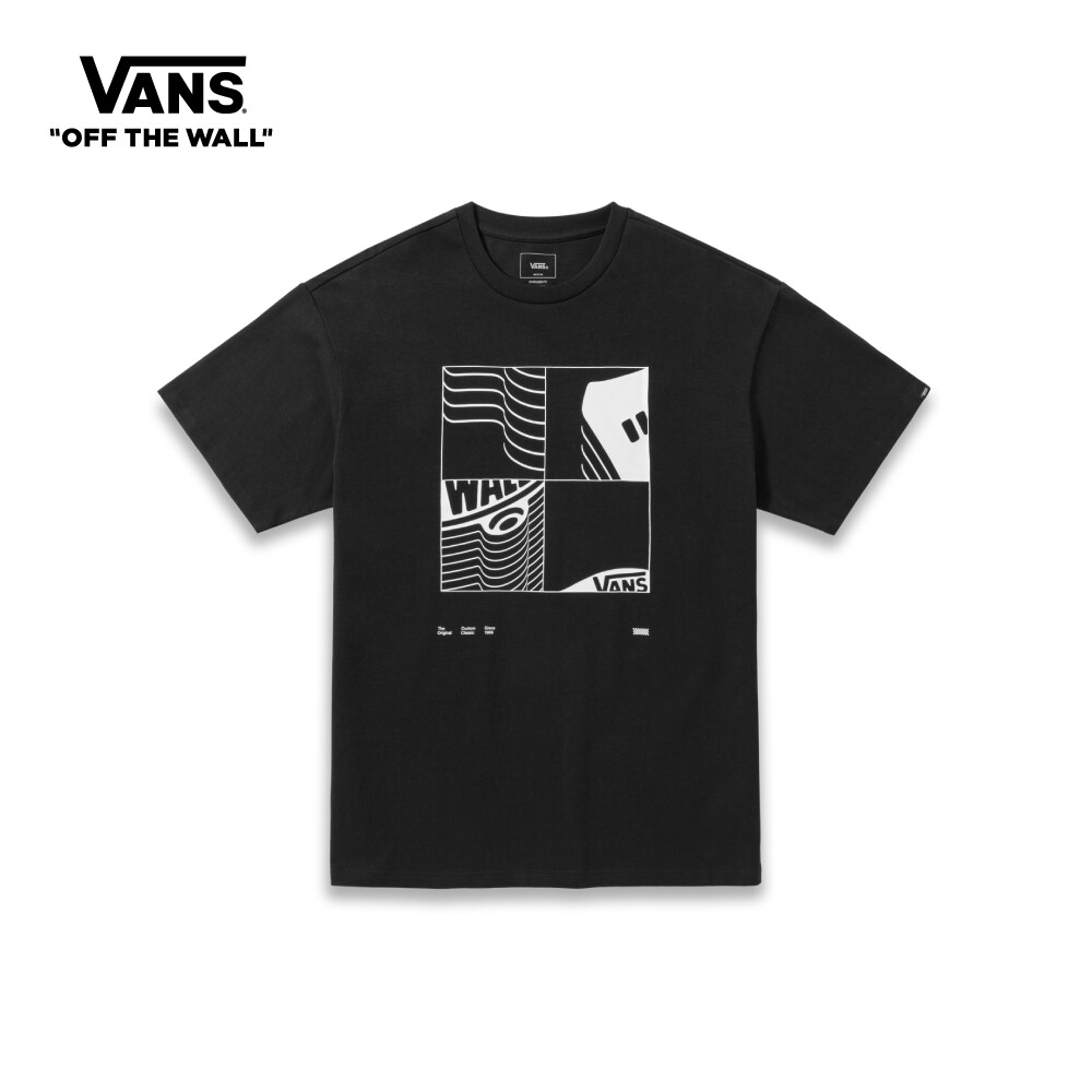 Vans Merch徽标徽标短袖T恤男人黑色VN0009ZVBLK1