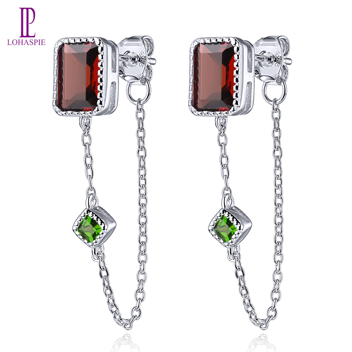 天然石榴石滴耳环女士特殊珠宝3.57克拉斯珍贵宝石紫水晶天然石英独特的原始设计精美珠宝生日纪念日礼物