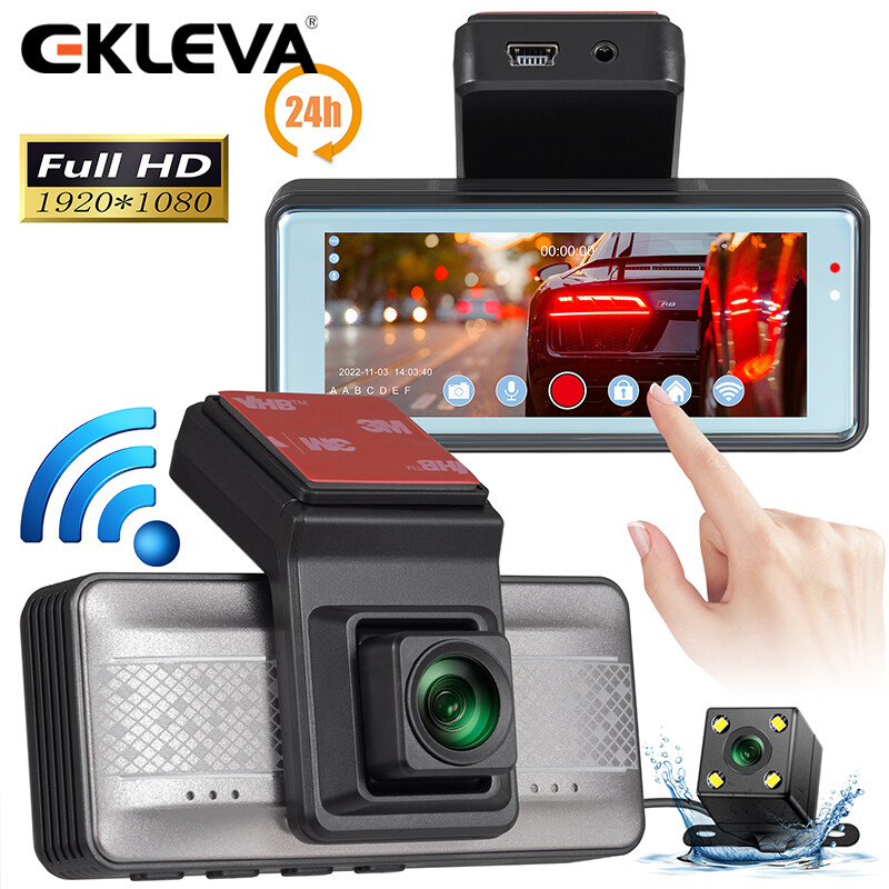 Ekleva Touch Dash Cam WiFi汽车视频录音机视频录音机FHD 1080P双镜头DVR DVR仪表板摄像机录音机黑匣子
