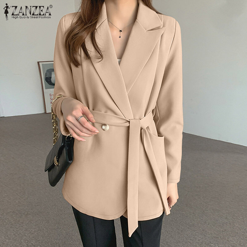 Zanzea妇女正式办公室OL Plain Fashion Blazer夹克夹克鞋带up Business大衣＃11