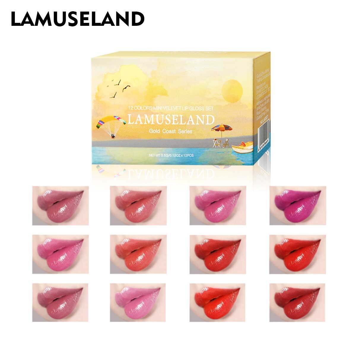 Lamuseland 12Colors/Set Travel套件持久的口红哑光迷你唇彩＃l18l12/la0007