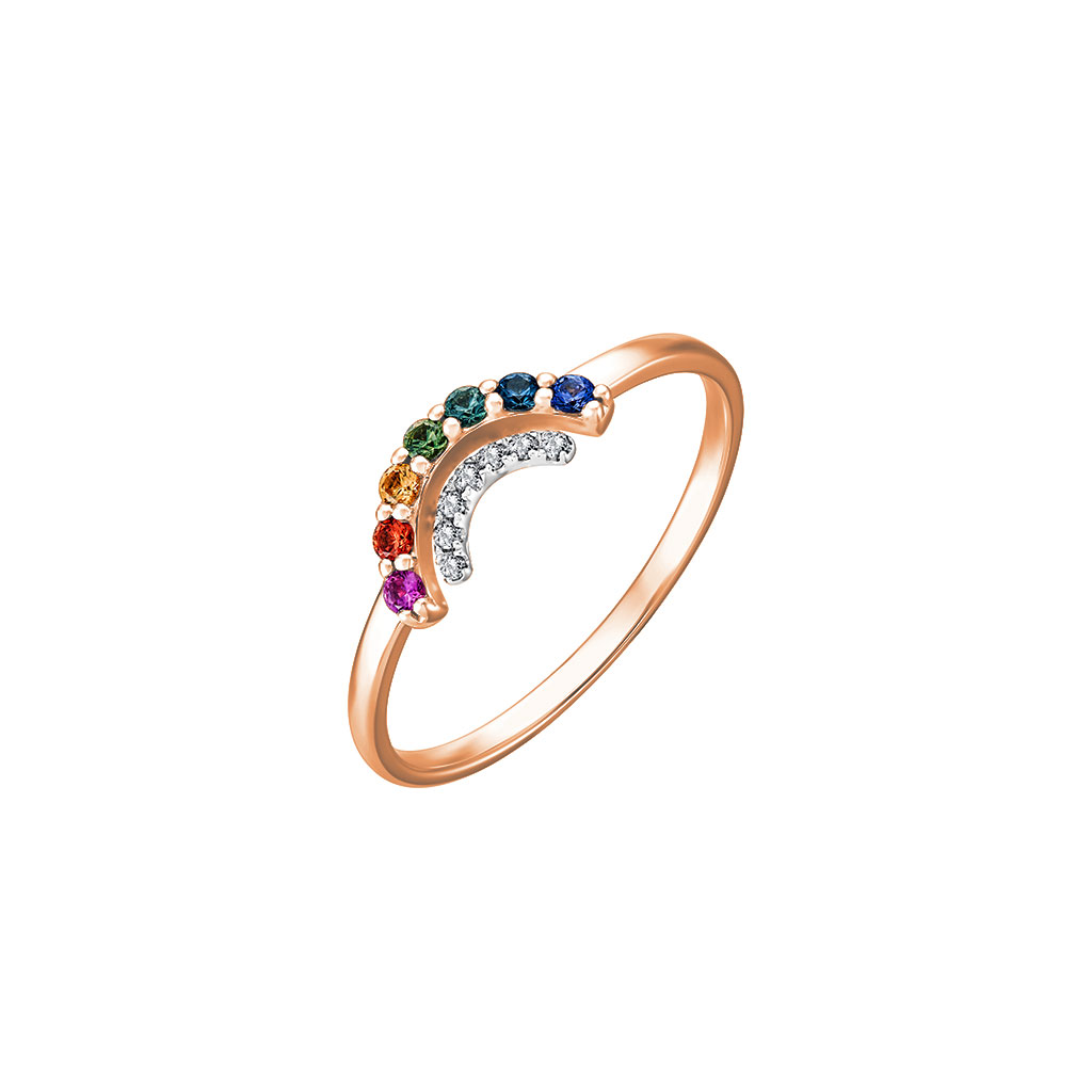 Holy Communion 18K Gold Rainbow Sapphire Diamond Ring