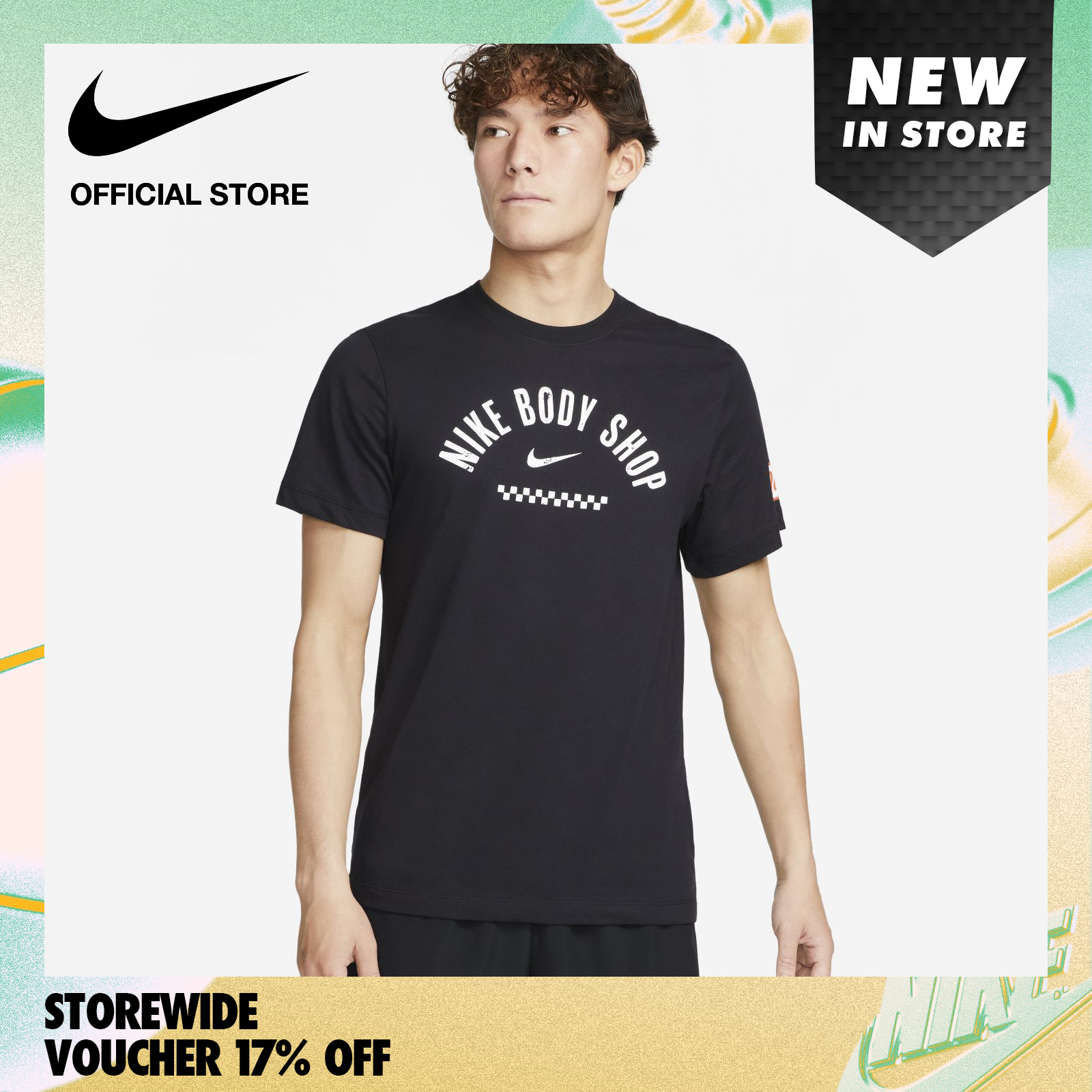Nike Dri-Fit男士车身商店1 T恤 - 黑色