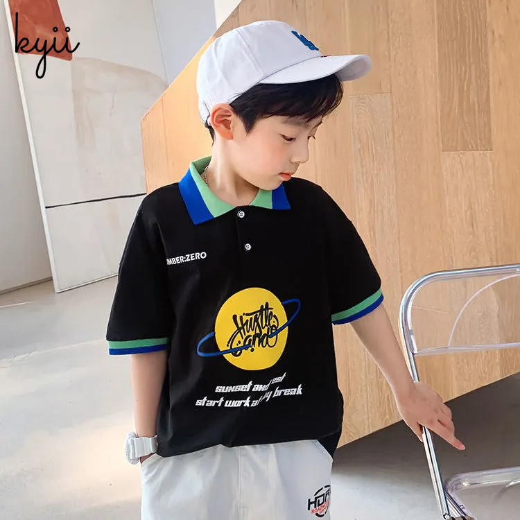 Kyii男孩棉花短袖T恤夏季衬衫Kyb006